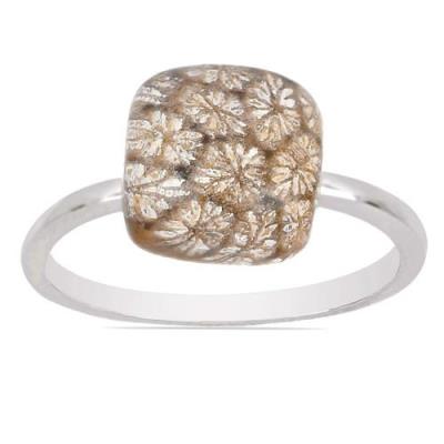 BUY GENUINE FOSSIL CORAL GEMSTONE RING IN STERLING SILVER